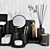 Black Resin Bathroom Set: Soap Dispenser, Tumbler, Paper Basket, and more! 3D model small image 2