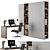 Sleek Workspace Set with Bookcase 3D model small image 1