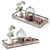 Rose Gold Table Set: Modern Glass Tray + Accessories 3D model small image 1