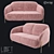 Modern Metal and Fabric Sofa 3D model small image 1