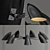 Futuristic Black Ceiling Chandelier 3D model small image 2