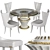 Luxury Wood Tables & Chairs 3D model small image 1