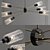 Sputnik Inspired Six Cylinder Chandelier 3D model small image 1