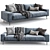 Modern Triple Sofa by B&T Design 3D model small image 1