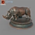 Copper Rhino Sculpture 3D model small image 1