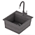 Florentina Lipsi 460 Black: Stylish Sink & Mixer Set 3D model small image 1