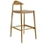 Rustic Wood Seat Bar Stool 3D model small image 3