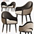 Elegant Black & White Armchair 3D model small image 1