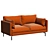 Elegant Velvet Sofa with Black Metal Legs 3D model small image 5