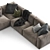 Modern Elise Stretch Leather Sofa 3D model small image 3