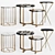 Bamboo Marble Side Table Set 3D model small image 1