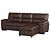 Title: Luxurious Brown Leather Sectional 3D model small image 1