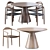 Elegant Janice Walnut Dining Set 3D model small image 2