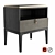 Glamour Bedside Table in Shagreen Leather & Brass 3D model small image 5