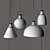 Polished Steel Glass Pendant Lamp 3D model small image 5