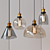 Polished Steel Glass Pendant Lamp 3D model small image 6