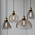 Polished Steel Glass Pendant Lamp 3D model small image 7