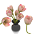 Elegant 5-Tulip Ceramic Vase 3D model small image 1