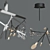 Modern Black Petal LED Chandelier 3D model small image 2