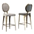 Modern Steel Barstool with Exposed Backrest 3D model small image 1