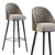 Modern Nubuck Barstool with Gloss Varnish Frame 3D model small image 3