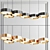 Sleek Nordic Brass Chandelier 3D model small image 1