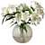 Elegant Lily Trio in Mottled Vase 3D model small image 1