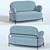 Elegant Coco 2-Seater Sofa 3D model small image 3