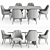 Sleek Modern Dining Table Set 3D model small image 2