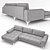 Vittorio Pearl Gray 3-Seater Sofa 3D model small image 6