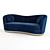 Royal Blue Velvet Upholstered Sofa 3D model small image 3