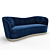 Royal Blue Velvet Upholstered Sofa 3D model small image 8