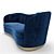 Royal Blue Velvet Upholstered Sofa 3D model small image 1