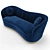 Royal Blue Velvet Upholstered Sofa 3D model small image 2