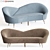 Elegant Gray Curved Wing Sofa 3D model small image 1