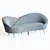 Elegant Gray Curved Wing Sofa 3D model small image 3