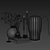 Modern Decor Set - Vase, Lamp, Cup, Candle, Books 3D model small image 5