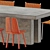 Modern Grey Dining Set 3D model small image 4