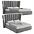 Modern Gray Bed with UV Mapping 3D model small image 1