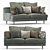 Elegant Green Velvet Sofa 3D model small image 1