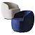 Navy Velvet Gwyneth Chair by CB2 3D model small image 1