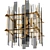 Mid-Century Italian Chandelier: Brass & Glass 3D model small image 1