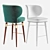 Louis Mid-Century Velvet Bar Stool 3D model small image 3