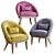 Luxury Velvet Kim Armchair 3D model small image 1