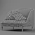 Modern Wood and Fabric Love Seat 3D model small image 6