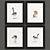 Modern Bird Paintings Set 3D model small image 1