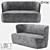 Sleek Wood and Fabric Sofa 3D model small image 1