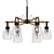 Amber Glass Chandelier with Wooden Horns 3D model small image 1