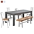 Modern Dining Set: Table, Chairs & Bench 3D model small image 1