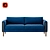 Modern Blue Straight Sofa 3D model small image 1